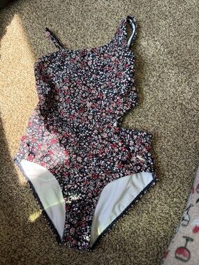 abercrombie kids Black Floral One-Piece Swimsuit